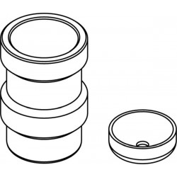 Round carrier (1 x 45mm) for round-bottom, PP 100ml tube, complete set with 14196 PP pad