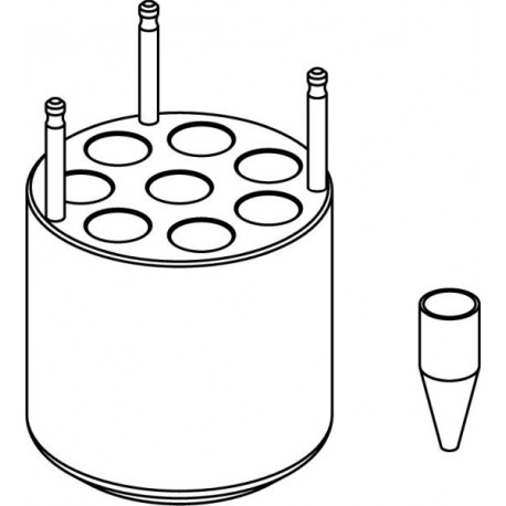 Round carrier (8 x 16,9mm) for 8 x 5ml Eppendorf® snap cap closing or screw cap closing tube, complete with 14324 carriers