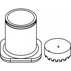 Rectangular carrier (1 x 62mm) with 14017 pad (PP) under round-bottom 250ml bottle