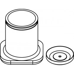 Rectangular carrier (1 x 62mm) with 14175 pad (PP) under flat-bottom 250ml bottle