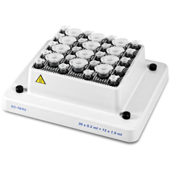 Bloque SC18/02 para 20 microtubos de 0,2 ml y 12 de 1,5 ml.