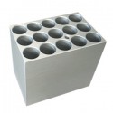 Bloco para 15 tubos ou vacutainer de 12/13 mm
