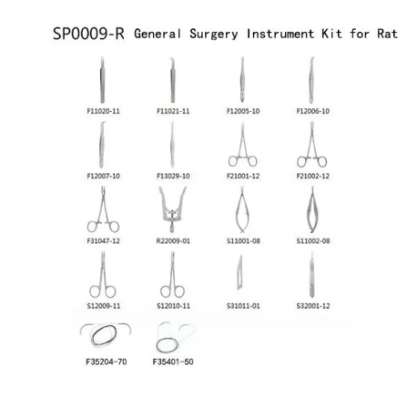 Kit de instrumentación quirúrgica para rata.