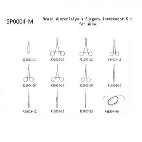 Kit de instrumentação cirúrgica para microdiálise cerebral em camundongos