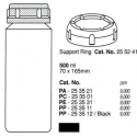 Botella  500 ml. (70X165 mm.) PP negro, fondo plano, con tapa (2 unid.)