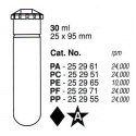 Tubos Supercentrífuga 30 ml (29x103 mm.) PPCO(PA), fondo redondo, con tapa (10 unid.)