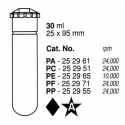 Tubos Supercentrífuga 30 mL (29x103 mm.) PPCO(PA), fundo redondo, com tampa (10 unid.)