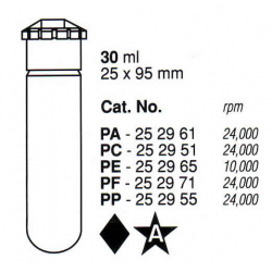 Tubos Supercentrífuga 30 ml (25 x 95 mm); PF; con tapa AOR (2 unidades).
