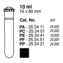 Tubos Supercentrífuga 10 ml (16 x 80 mm); PE; con tapa AOR (10 unidades).